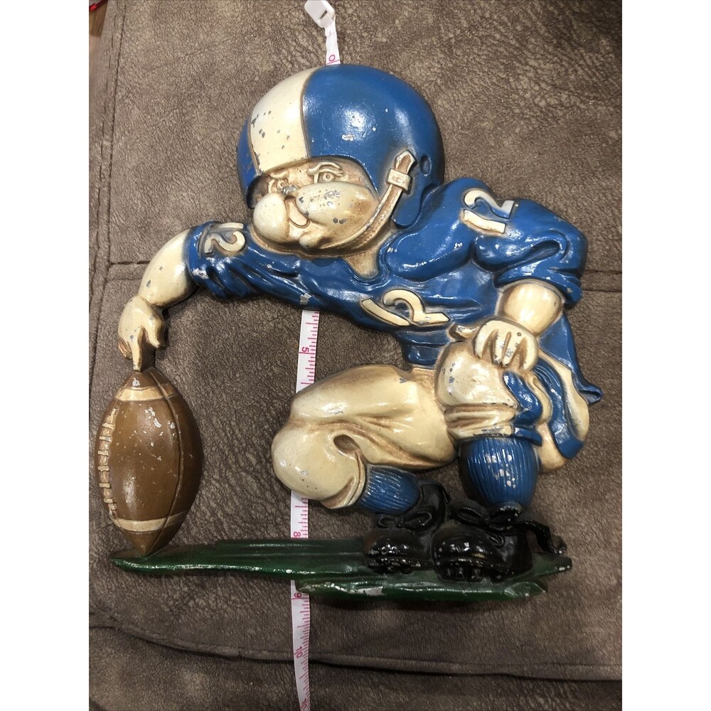 Vintage 2 Homco 1976 USA Football Boys Little League Sports Metal Wall Decor